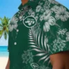 New York Jets Hawaiian Shirt - Hibiscus Print Green Aloha Shirt