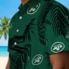 New York Jets Hawaiian Shirt - Palm Leaf Green Aloha Shirt