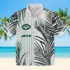 New York Jets Hawaiian Shirt - Palm Stripes Green Black White Aloha Shirt