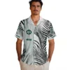 New York Jets Hawaiian Shirt - Palm Stripes Green Black White Aloha Shirt