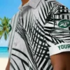New York Jets Hawaiian Shirt - Palm Stripes Green Black White Aloha Shirt