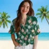 New York Jets Hawaiian Shirt - Palm Tree Flower Green Aloha Shirt