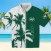 New York Jets Hawaiian Shirt - Palm Trees Green White Aloha Shirt