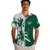 New York Jets Hawaiian Shirt - Palm Trees Green White Aloha Shirt