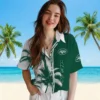 New York Jets Hawaiian Shirt - Palm Trees Green White Aloha Shirt