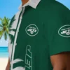 New York Jets Hawaiian Shirt - Palm Trees Green White Aloha Shirt