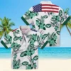 New York Jets Hawaiian Shirt - Patriotic Hibiscus Design Green White Aloha Shirt