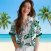 New York Jets Hawaiian Shirt - Patriotic Hibiscus Design Green White Aloha Shirt