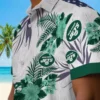 New York Jets Hawaiian Shirt - Patriotic Hibiscus Design Green White Aloha Shirt