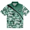 New York Jets Hawaiian Shirt - Sunset Palms Green White Aloha Shirt