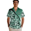 New York Jets Hawaiian Shirt - Sunset Palms Green White Aloha Shirt