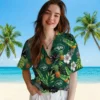 New York Jets Hawaiian Shirt - Toucan Hibiscus Pineapple Green Aloha Shirt