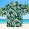 New York Jets Hawaiian Shirt - Tropical Leaf Green White Aloha Shirt