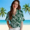 New York Jets Hawaiian Shirt - Tropical Leaf Green White Aloha Shirt