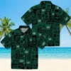 New York Jets Hawaiian Shirt - Tropical Patchwork Green Black Aloha Shirt