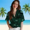 New York Jets Hawaiian Shirt - Tropical Patchwork Green Black Aloha Shirt