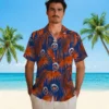 New York Mets Hawaiian Shirt - Leafy Palms Blue Aloha Shirt