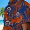 New York Mets Hawaiian Shirt - Leafy Palms Blue Aloha Shirt