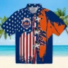 New York Mets Hawaiian Shirt - Stitched Flag Blue Aloha Shirt
