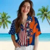 New York Mets Hawaiian Shirt - Stitched Flag Blue Aloha Shirt