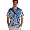 New York Mets Hawaiian Shirt - Sunset Palms Blue White Aloha Shirt