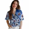 New York Mets Hawaiian Shirt - Sunset Palms Blue White Aloha Shirt