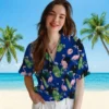 New York Yankees Hawaiian Shirt - Flamingo Leaf Motif Navy Aloha Shirt
