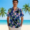 New York Yankees Hawaiian Shirt - Flamingo Leaves Navy Aloha Shirt