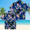 New York Yankees Hawaiian Shirt - Flamingo Leaves Navy Aloha Shirt