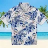 New York Yankees Hawaiian Shirt - Hibiscus Palm Leaves Navy White Aloha Shirt