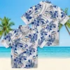 New York Yankees Hawaiian Shirt - Hibiscus Palm Leaves Navy White Aloha Shirt