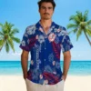 New York Yankees Hawaiian Shirt - Hibiscus Print Navy Aloha Shirt