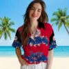 New York Yankees Hawaiian Shirt - Hibiscus Stripe Navy Black Aloha Shirt