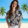 New York Yankees Hawaiian Shirt - Monstera Leaf Pattern Black Aloha Shirt