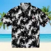 New York Yankees Hawaiian Shirt - Palm Motifs Black White Aloha Shirt