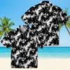 New York Yankees Hawaiian Shirt - Palm Motifs Black White Aloha Shirt