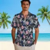 New York Yankees Hawaiian Shirt - Palm Pattern Navy Black Aloha Shirt
