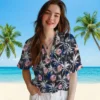 New York Yankees Hawaiian Shirt - Palm Pattern Navy Black Aloha Shirt