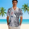 New York Yankees Hawaiian Shirt - Palm Stripes Navy Black White Aloha Shirt