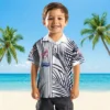 New York Yankees Hawaiian Shirt - Palm Stripes Navy Black White Aloha Shirt