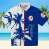New York Yankees Hawaiian Shirt - Palm Trees Navy White Aloha Shirt