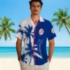 New York Yankees Hawaiian Shirt - Palm Trees Navy White Aloha Shirt