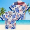 New York Yankees Hawaiian Shirt - Patriotic Hibiscus Design Navy White Aloha Shirt
