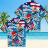 New York Yankees Hawaiian Shirt - Surfing Santa Blue Aloha Shirt