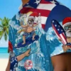 New York Yankees Hawaiian Shirt - Surfing Santa Blue Aloha Shirt