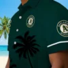 Oakland Athletics Hawaiian Shirt - Beach Sunset Green Black Aloha Shirt