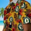 Oakland Athletics Hawaiian Shirt - Floral Toucan Green Red Aloha Shirt