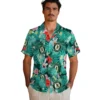 Oakland Athletics Hawaiian Shirt - Personalized Hibiscus Blossoms Green Aloha Shirt
