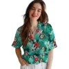 Oakland Athletics Hawaiian Shirt - Personalized Hibiscus Blossoms Green Aloha Shirt