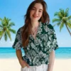 Oakland Athletics Hawaiian Shirt - Tropical Leaf Green White Aloha Shirt